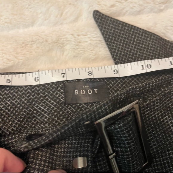 White House Black Market 6 Grey Grid Belted Pleat BootCut Preppy City Work Pants - Picture 7 of 9